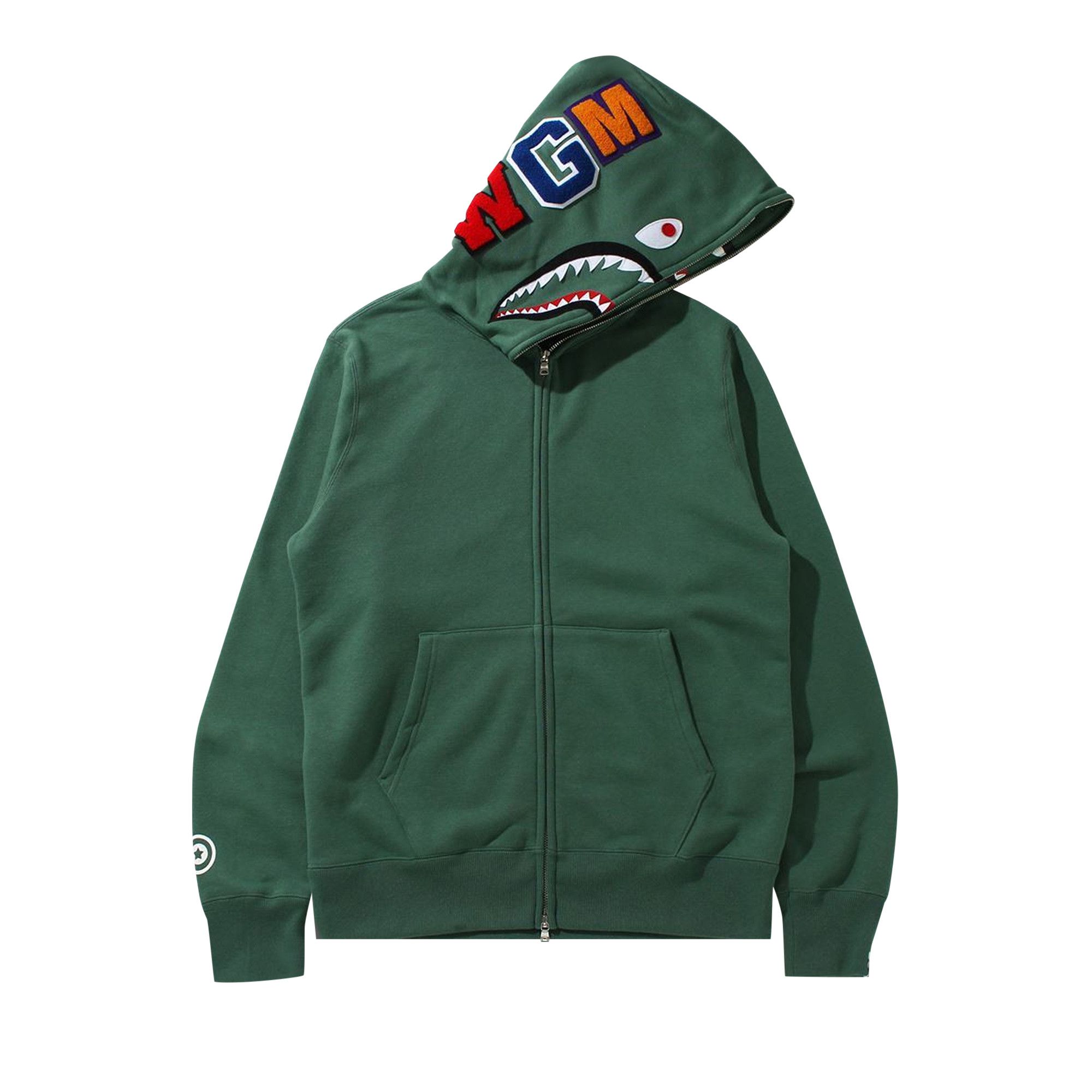 Buy BAPE Double Side Shark Full Zip Hoodie 'Green' - 1H80 115 011 ...