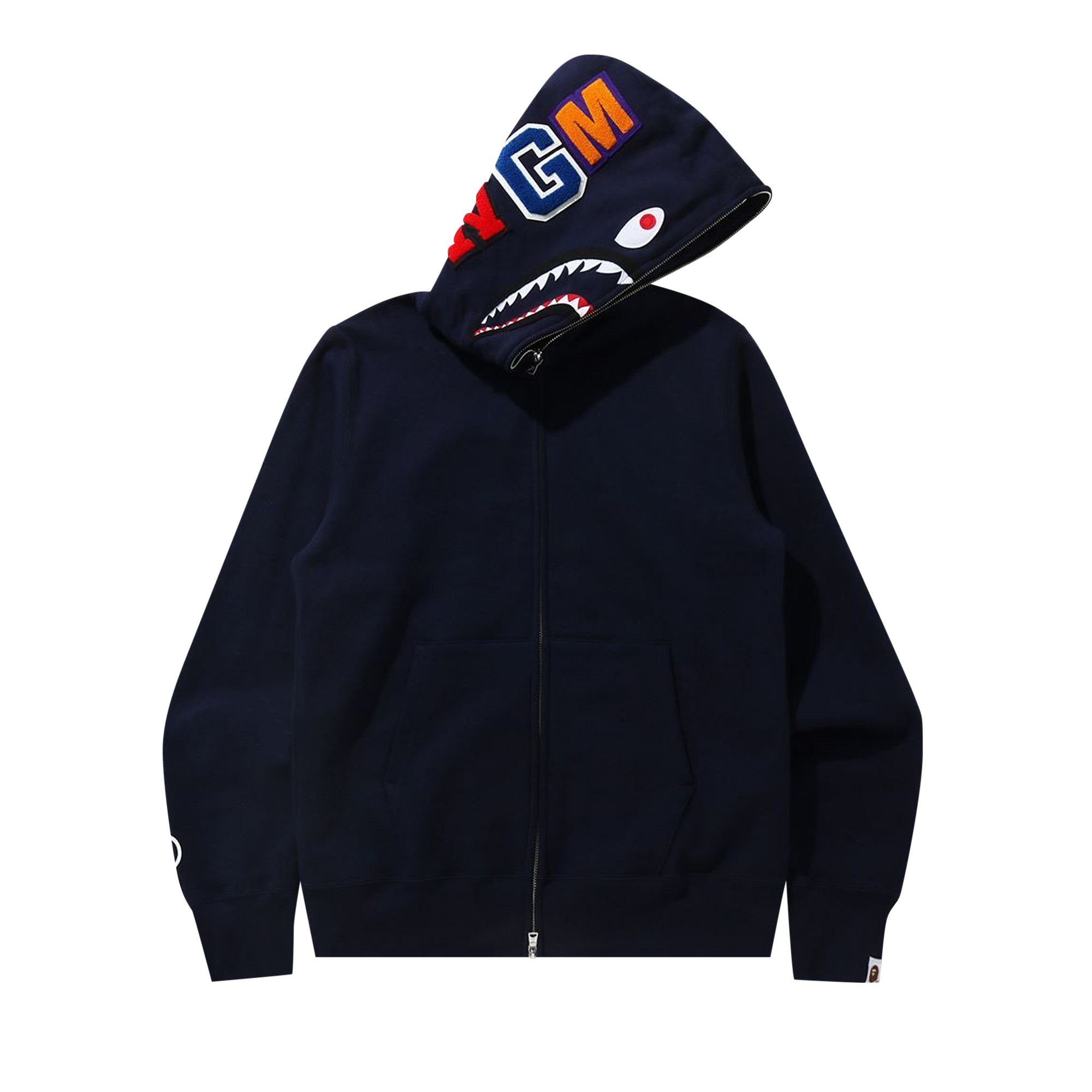 Bape shark full online zip hoodie navy