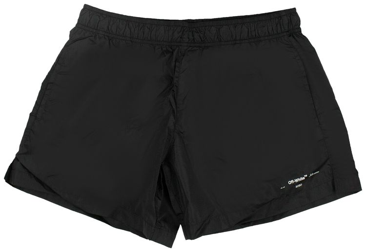 Off White Logo Print Swim Shorts Black