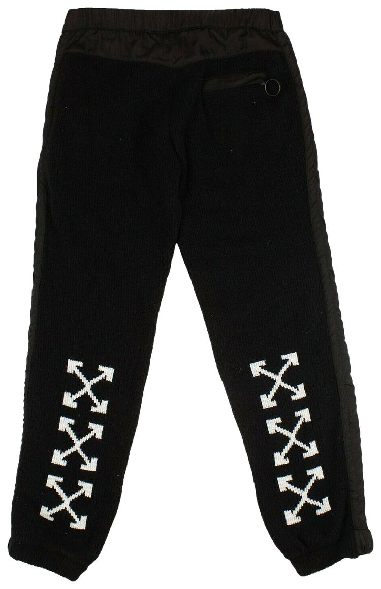 Off White Ribbed Knit Sweatpants Black