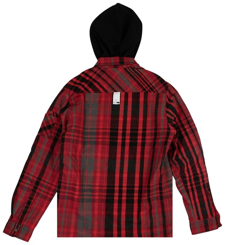 Off White Layered Flannel Shirt Red
