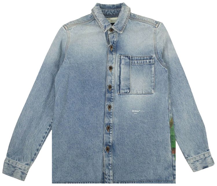 Off White Arrow Print Denim Jacket Blue