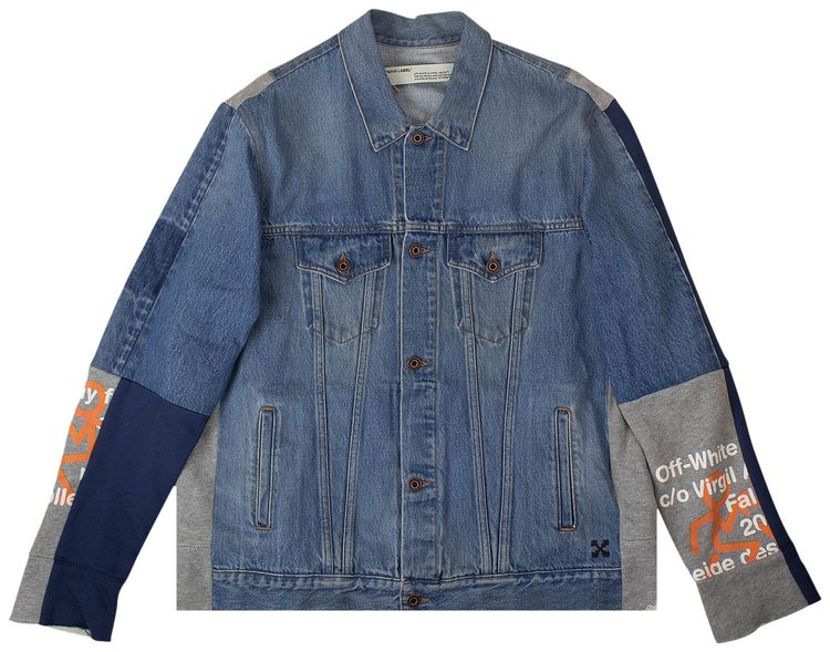 Off White Panelled Denim Jacket Blue