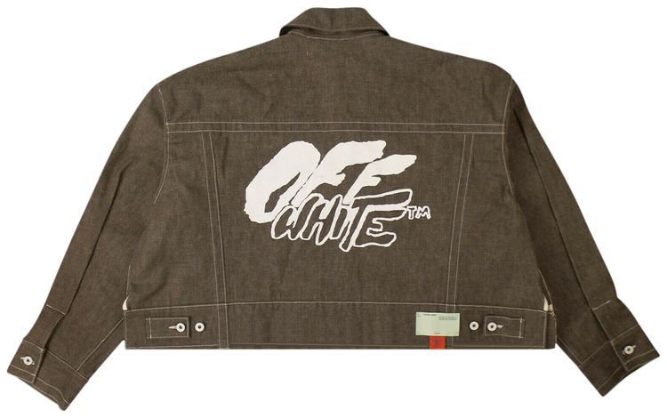 Off White Logo Print Hard Jacket Green