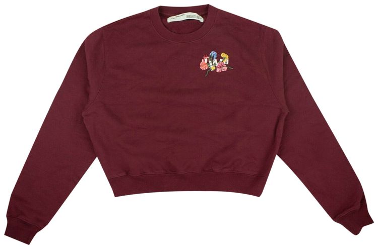 Off White Flower Sweatshirt Maroon