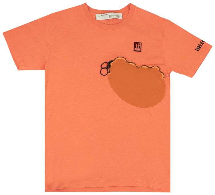 Off White Pocket Detail T Shirt Orange