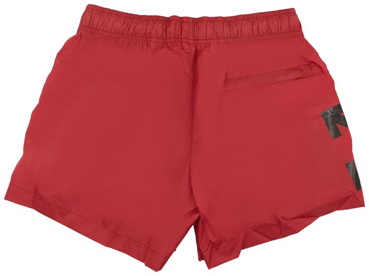 Off White Printed Swim Shorts Red