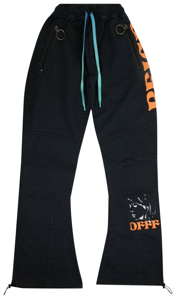 Off White Logo Wide Leg Sweatpants Black