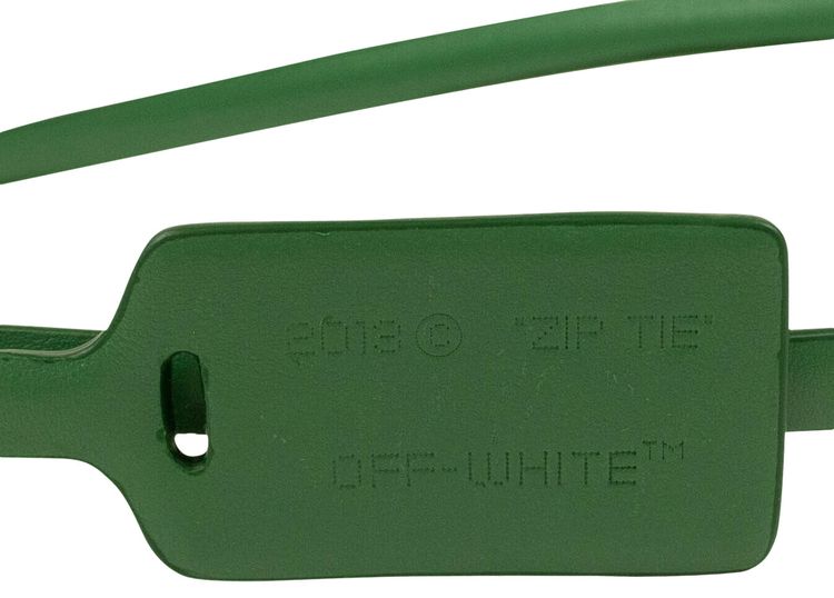 Off White Zip Tie Belt Green
