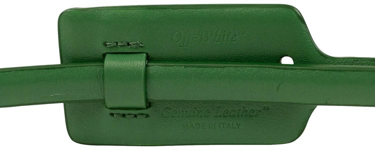 Off White Zip Tie Belt Green