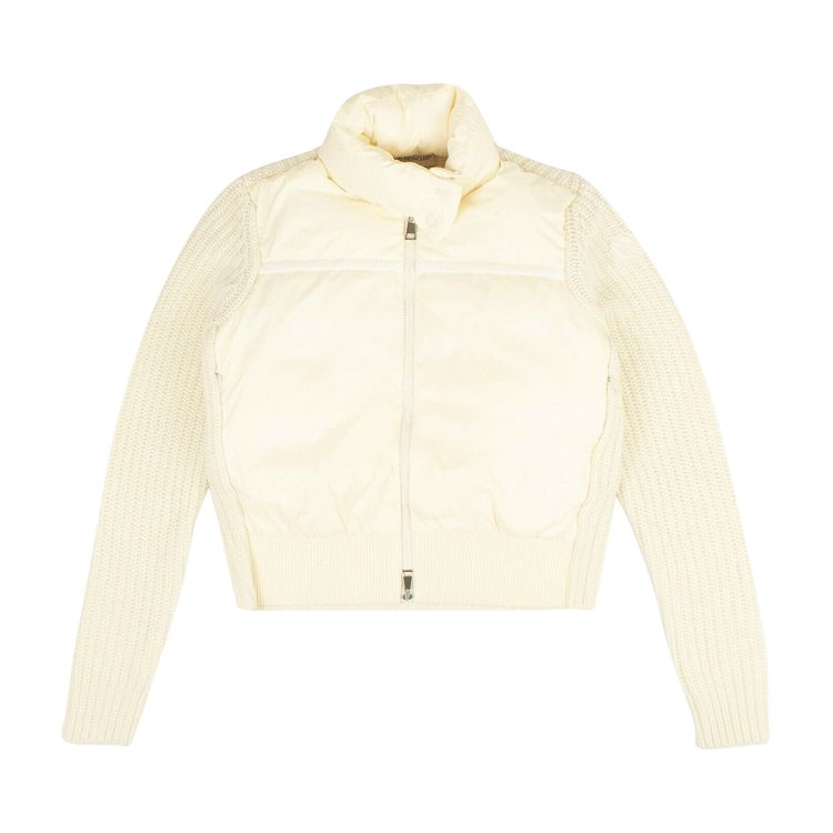 Moncler Wool Blend Quilted Cardigan White