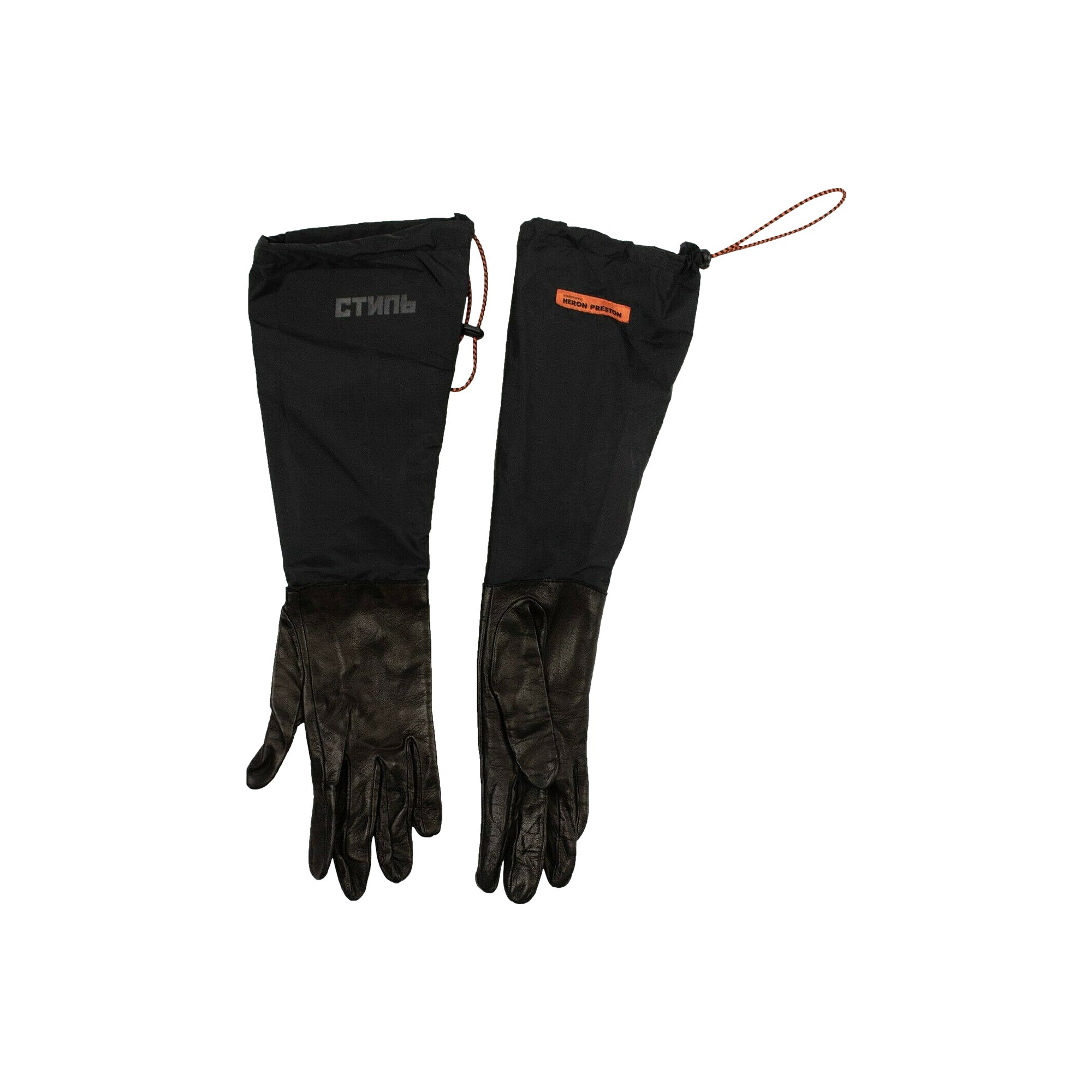 Buy Heron Preston Dual Material Long Leather Gloves 'Black