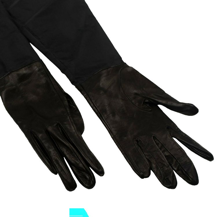 Heron Preston Dual Material Long Leather Gloves Black