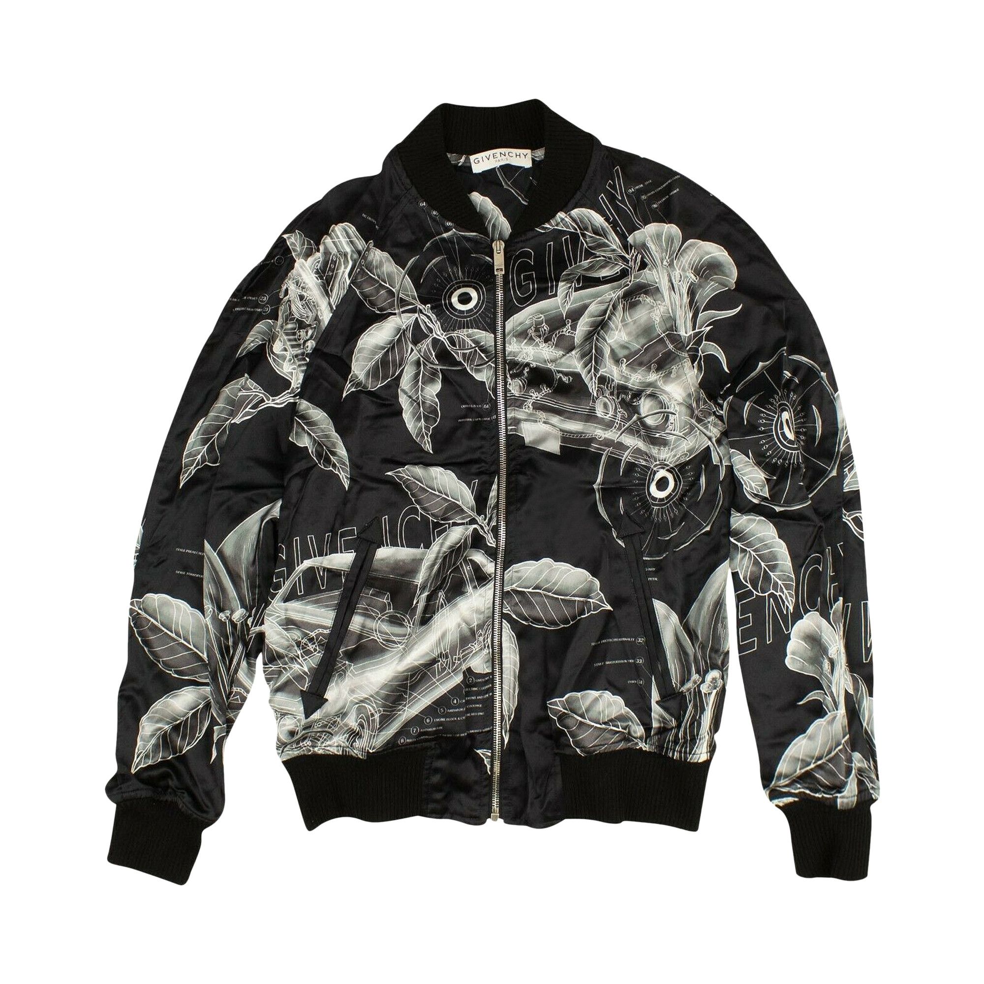 Buy Givenchy Floral Schematics Viscose Bomber 'Black/White