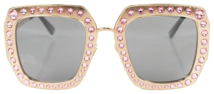 GUCCI SUNGLASSES GG0115S 003 CRYSTAL EMBELLISHED SQUARE FRAME GOLD Sunglasses Gucci Gold in Metal - 25736513 main image 4