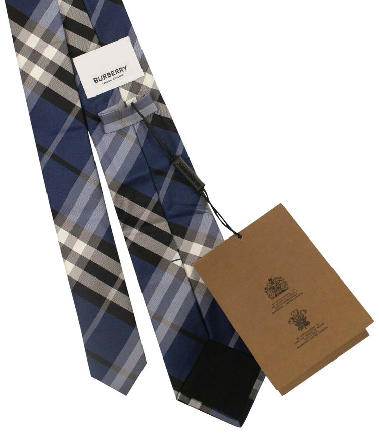 Burberry Modern Cut Vintage Check Silk Tie Steel Blue