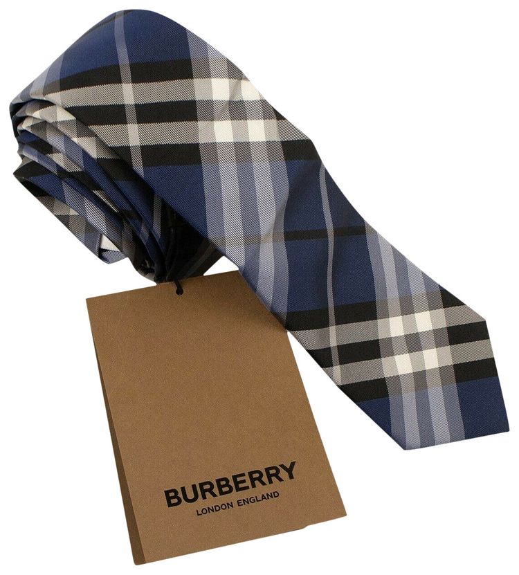 Burberry Modern Cut Vintage Check Silk Tie Steel Blue