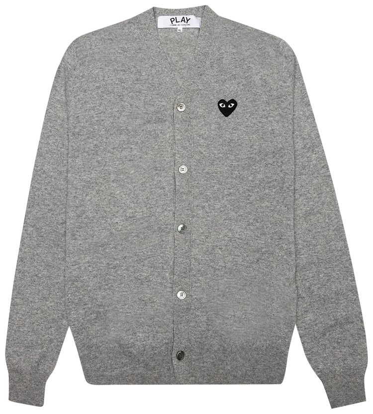Comme des Garcons PLAY Heart Wool Cardigan Gray
