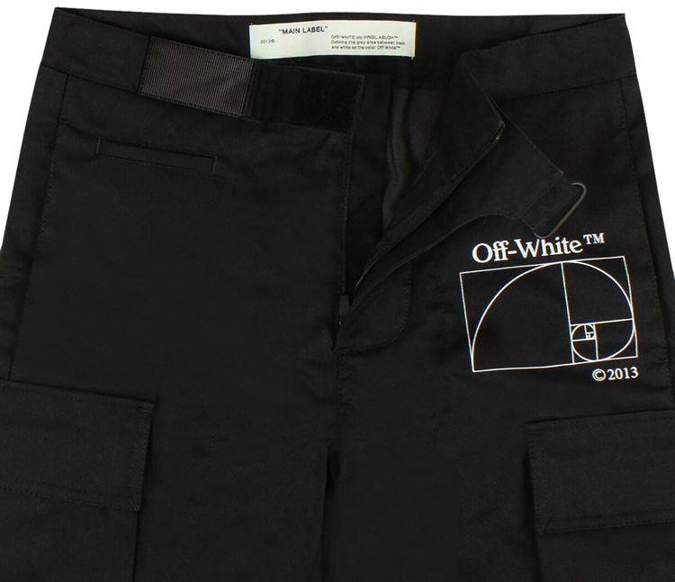 Off White Gabardine Zip Off Cargo Pant BlackWhite