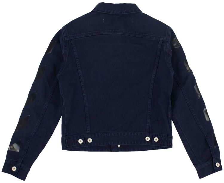 Off White Diag Long Denim Jacket Blue
