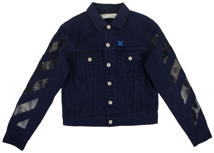 Off White Diag Long Denim Jacket Blue