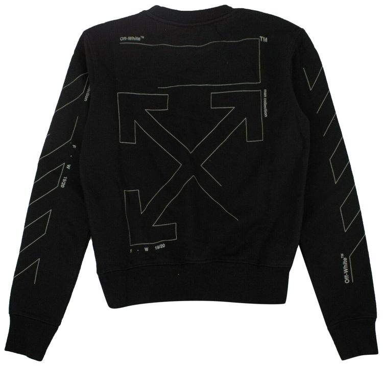 Off White Diag Unfinished Slim Crewneck Black  Silver