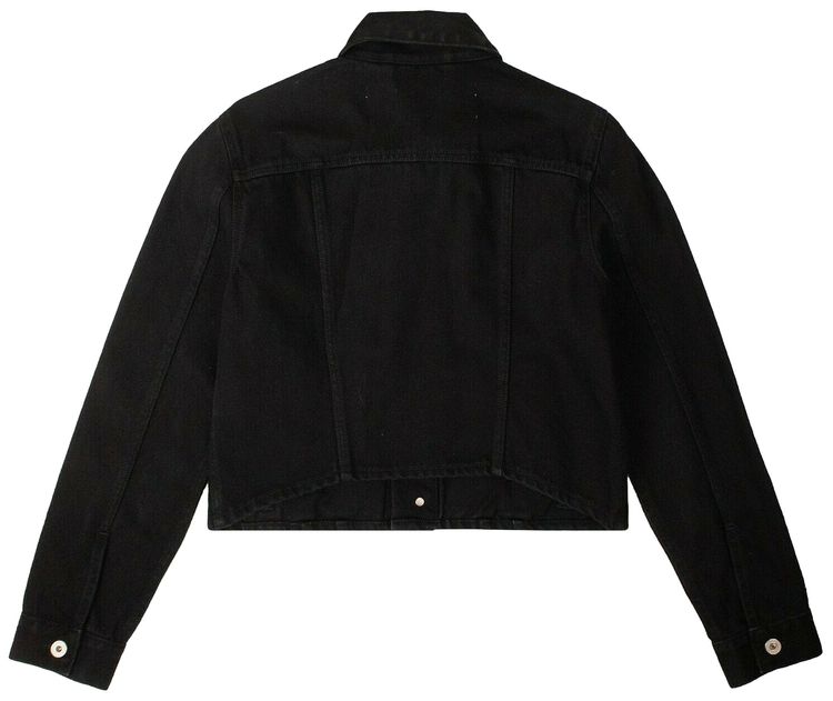 Off White Crop Denim Jacket Black
