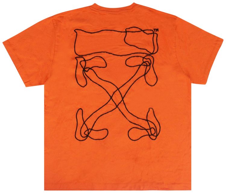 Off White Abstract Arrows Short Sleeve Over Tee Orange