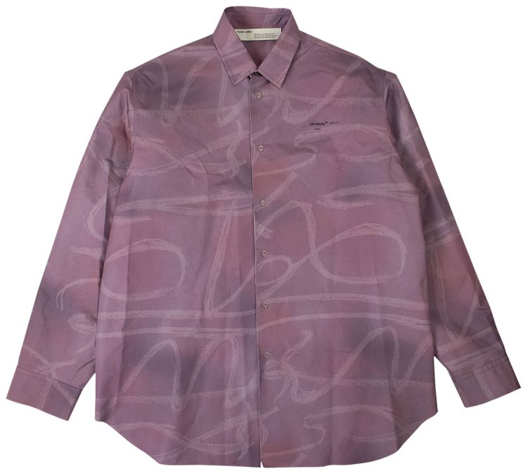 Off White Stiff Button Down Shirt Purple