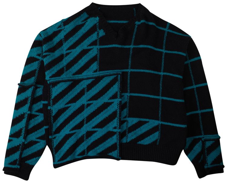 Off White Panel Sweater BlackBlue
