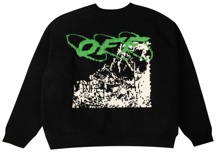 Off White Bonded Knit Sweater Black