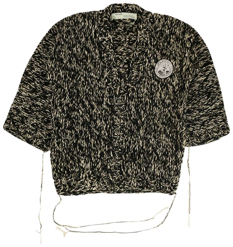 Off White Rope Knit Cardigan BlackWhite