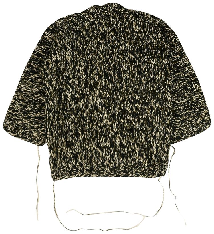 Off White Rope Knit Cardigan BlackWhite