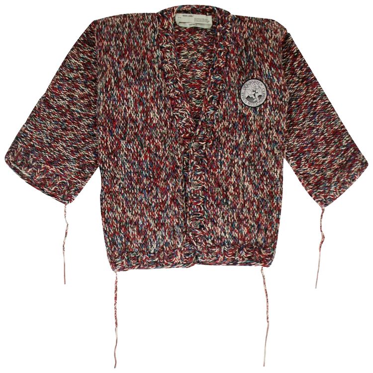Off White Rope Knit Cardigan RedMulticolor