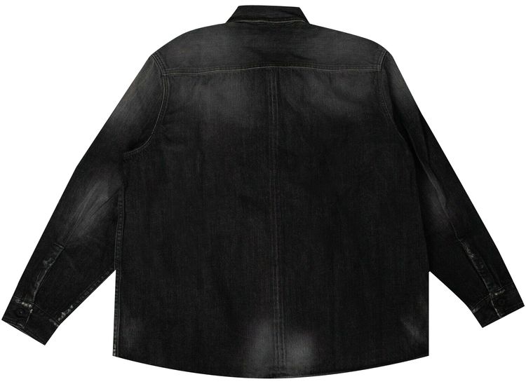 Off White Stonewash Effect Denim Shirt Black