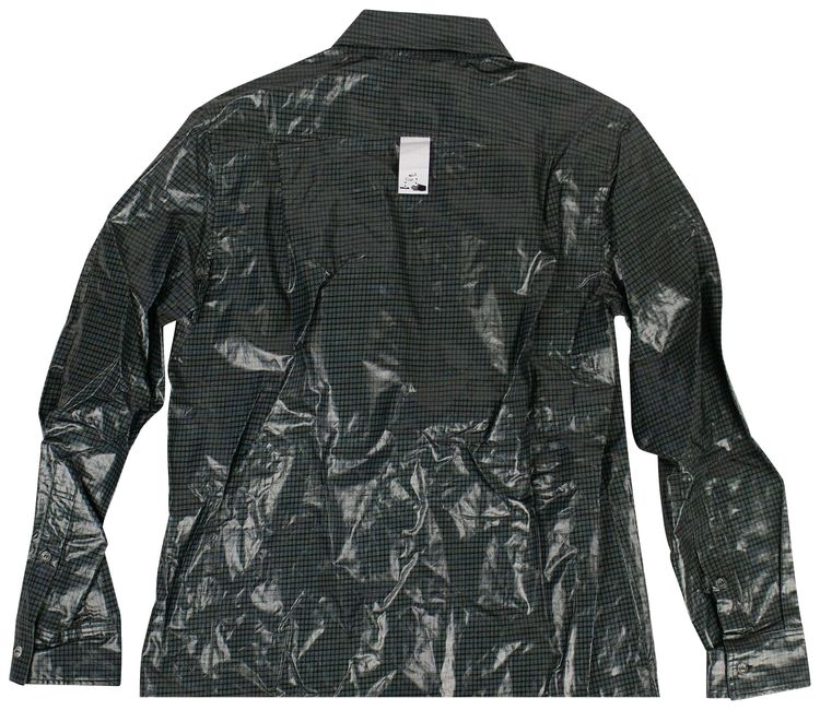 Off White Vinyl Checked Zip Shirt Green