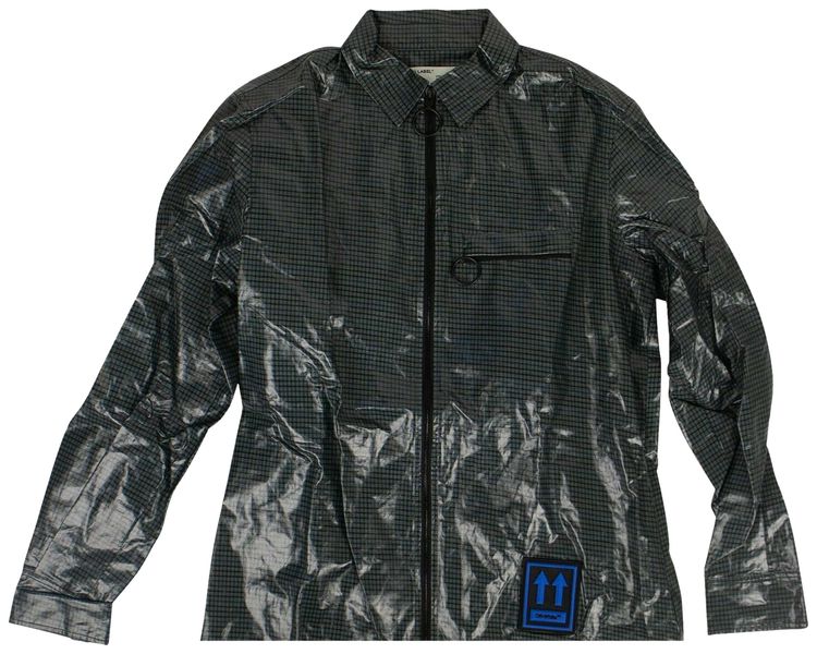 Off White Vinyl Checked Zip Shirt Green