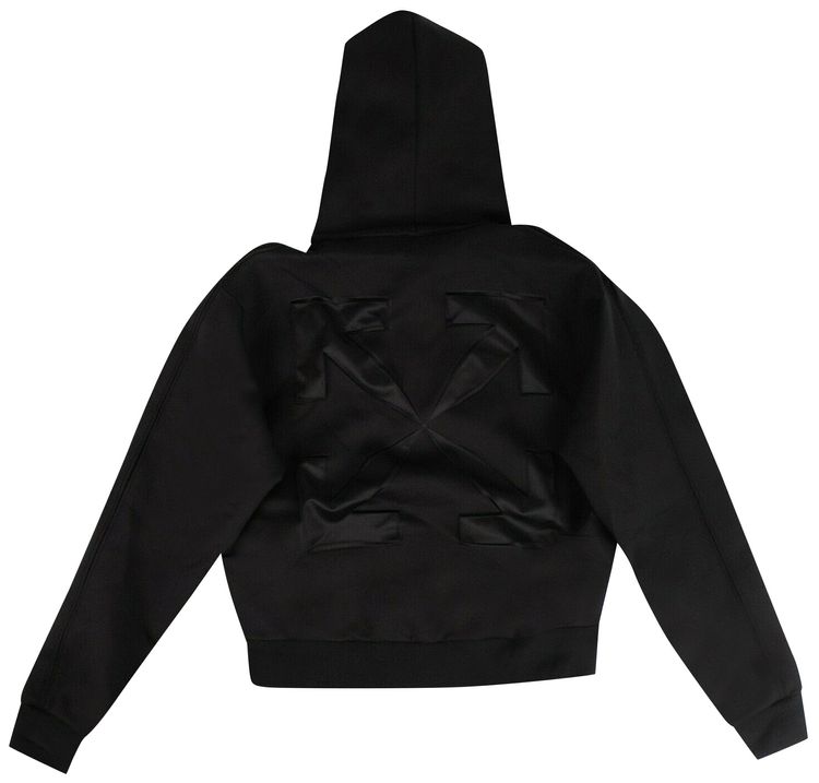 Off White Zip Up Scuba Hoodie Black