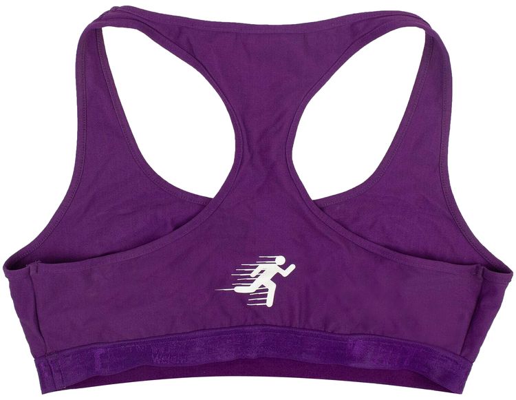 Off White Logo Print Sports Bra Purple