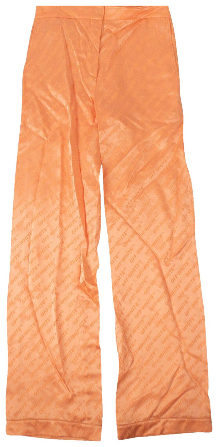 Off White All Over Logo Print Pants Orange