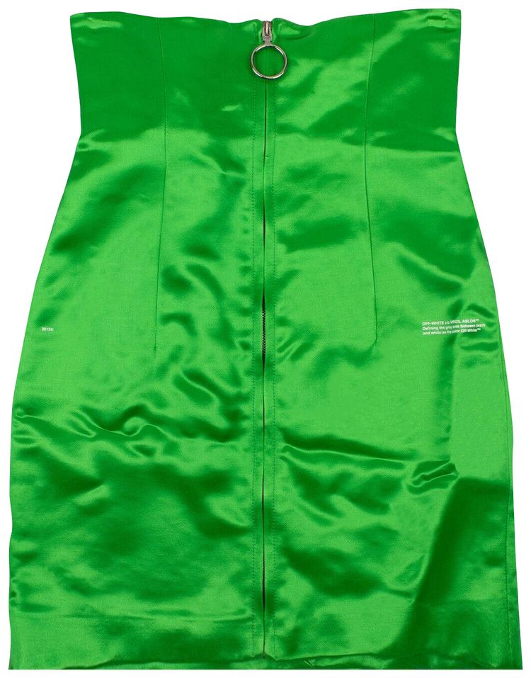 Off White Zipped Mini Skirt Green