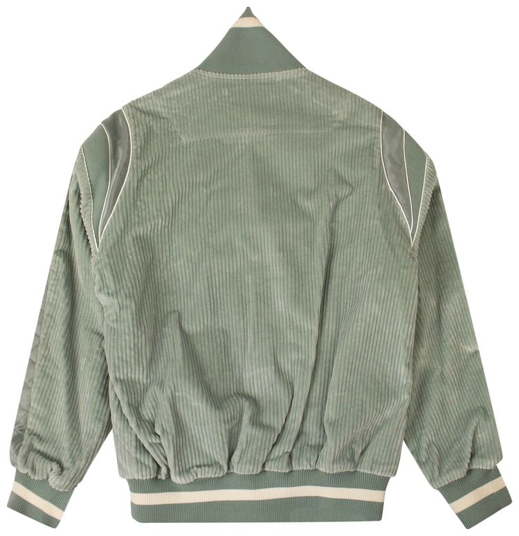 Off White Velvet Varsity Jacket Green