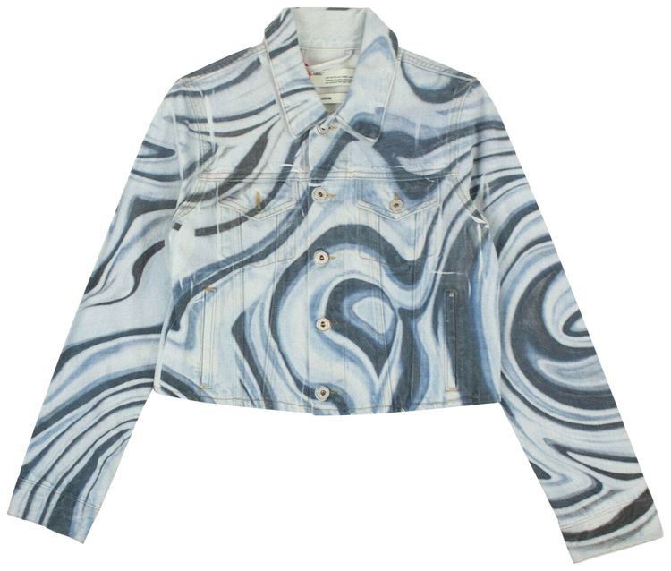 Off White Denim Bleached Jacket Blue