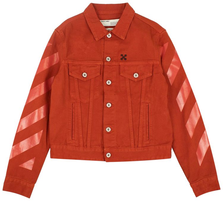 Off White Burnt Denim Jacket Orange
