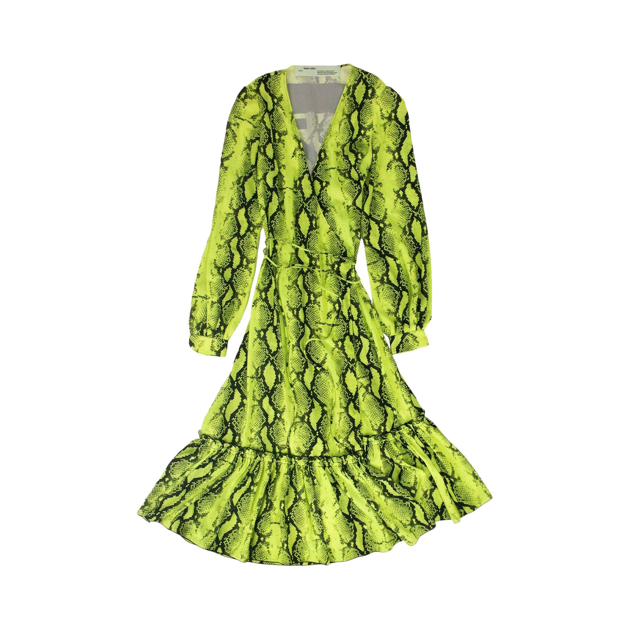 Buy Off White Neon Snake Wrap Dress Yellow OWDB136S19D600456210 GOAT