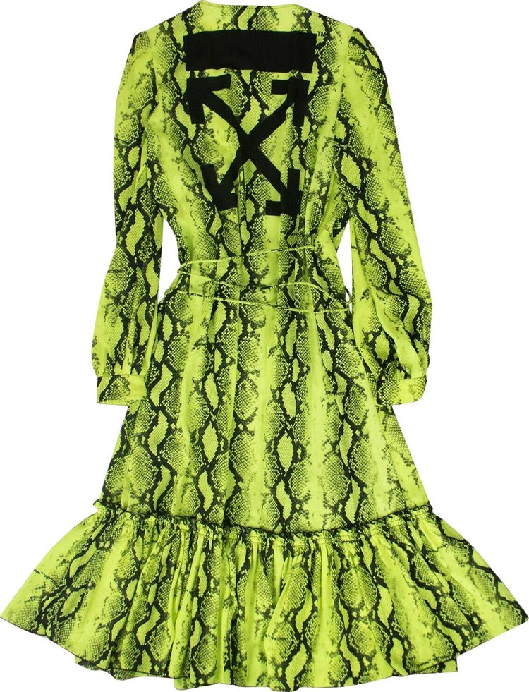 Off White Neon Snake Wrap Dress Yellow