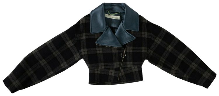 Off White Check Oversized Jacket Grey