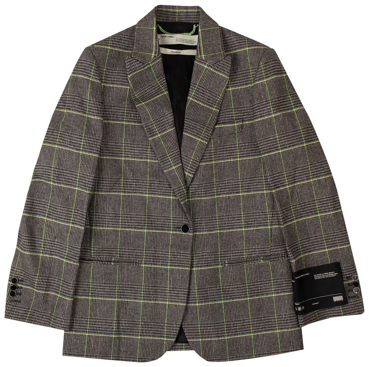 Off White Checked Blazer Grey