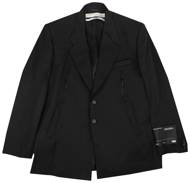 Off White Constructed Two Button Blazer Black