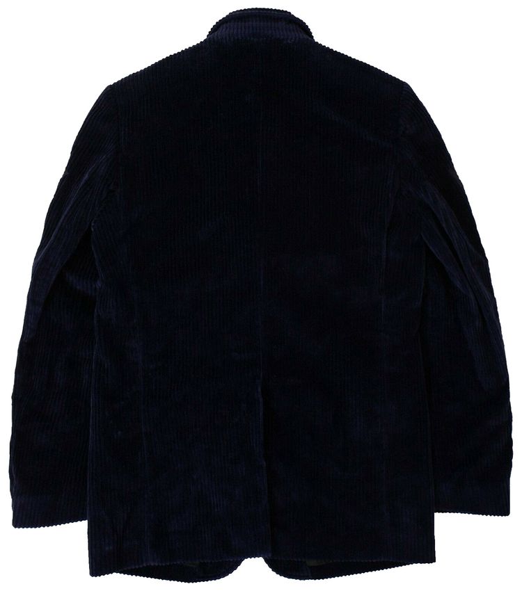 Off White Velvet Long Jacket Blue